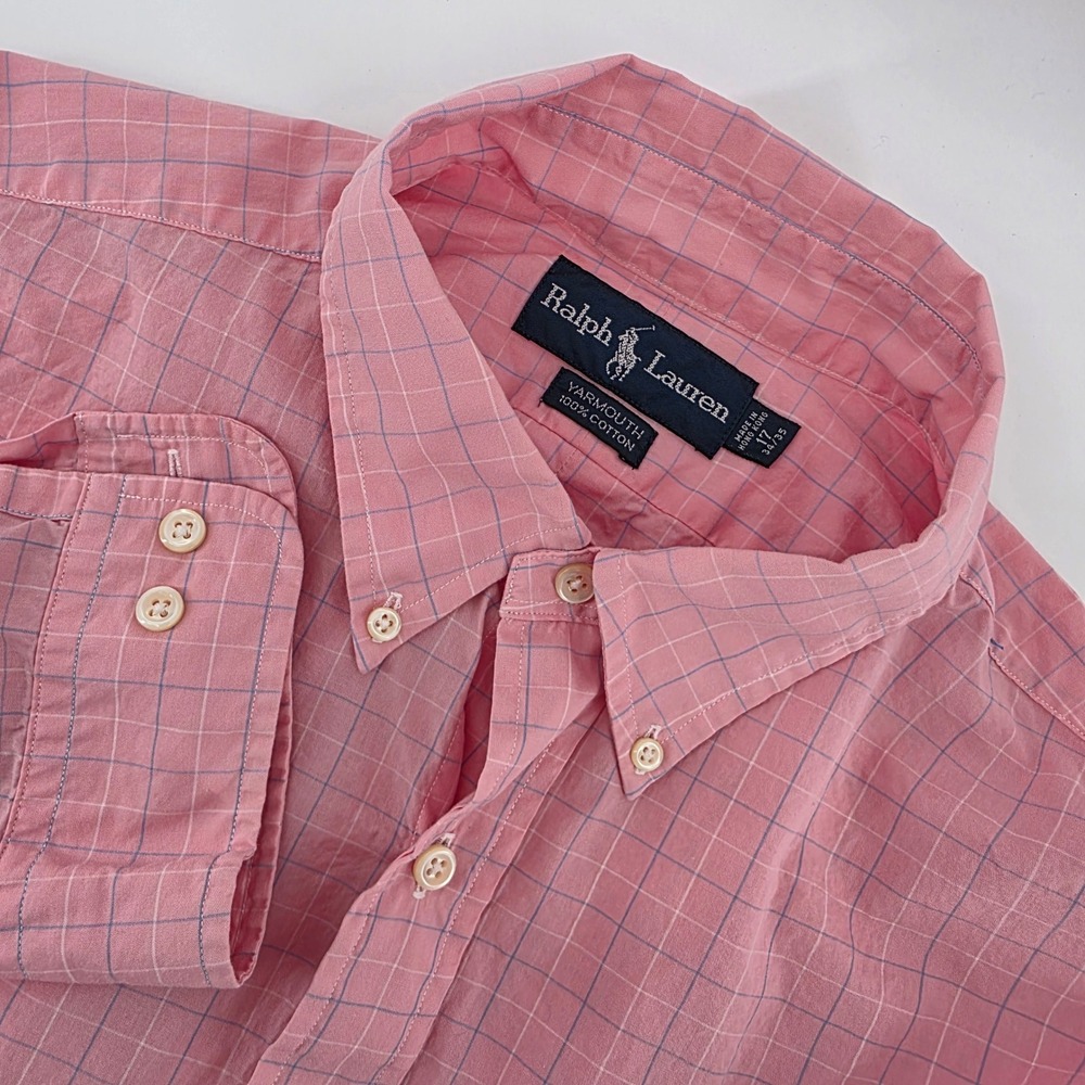 Ralph Lauren Yarmouth Button Down Mens 17 34/35 Classic Ctn Pink Heritage Office